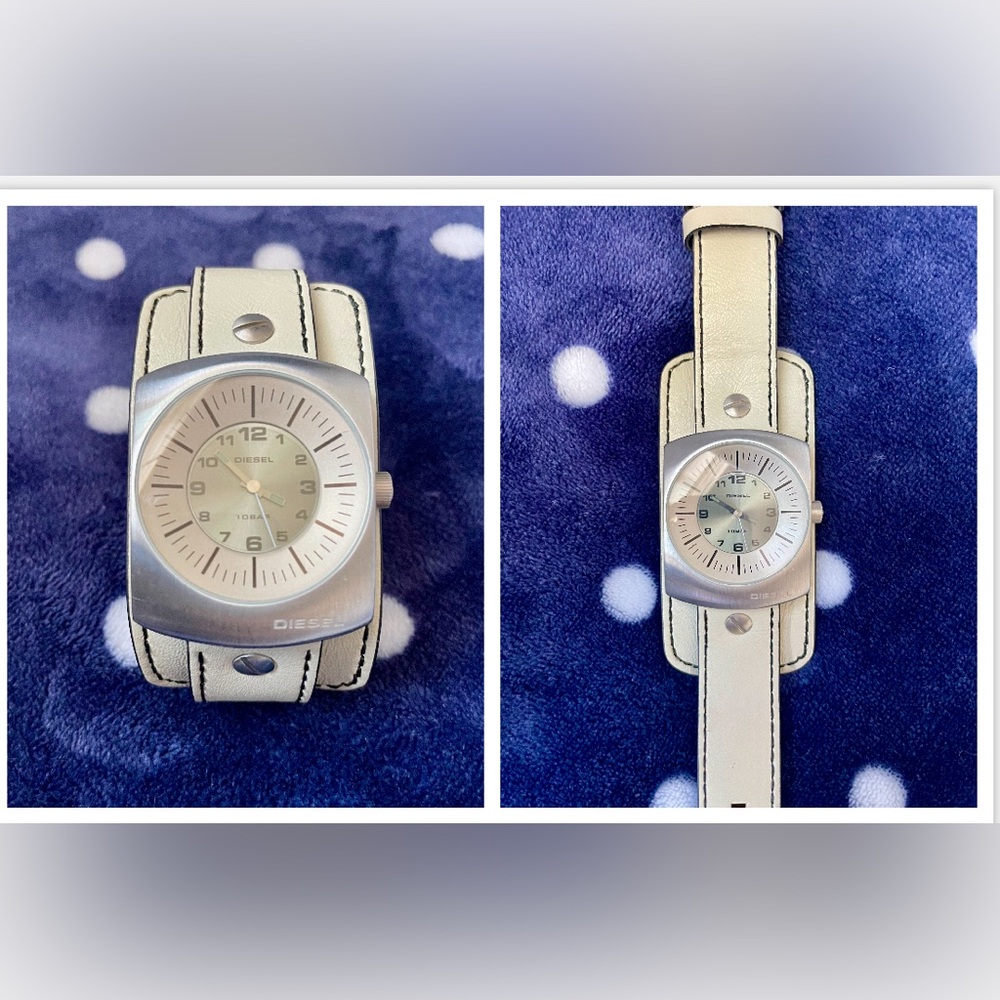 🔥Diesel Jeans Watch (Early 2000’s) White Genuine Leather Pristine Condition🔥